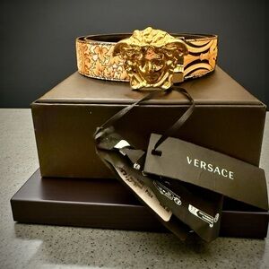 Versace Medusa Reversible Leather Belt Size 34